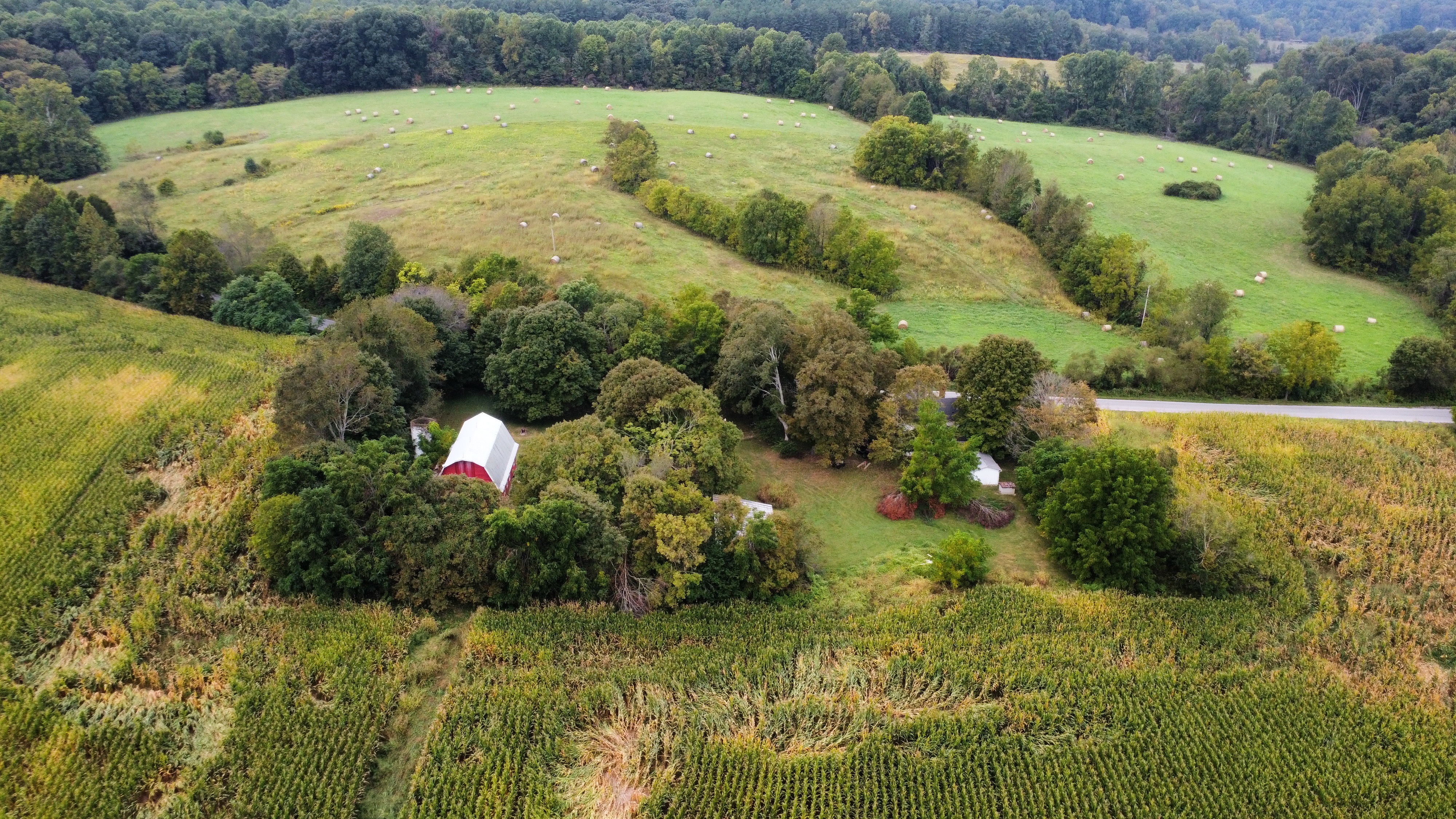 Aerial view of the Farlow-Trimble-Haworth farm near Paoli, Indiana